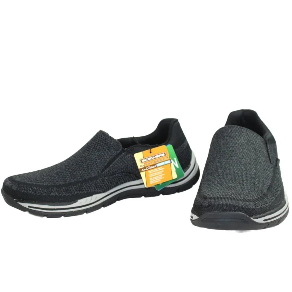Skechers Expected Gomel Black Woven Mesh Air Cooled Extra Wide Sneaker, Size 9